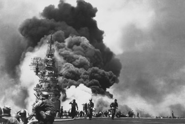 1945: Kamikaze Attack on U.S. Aircraft Carrier USS Bunker Hill