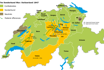 1847: Switzerland had a Civil War similar to the America’s