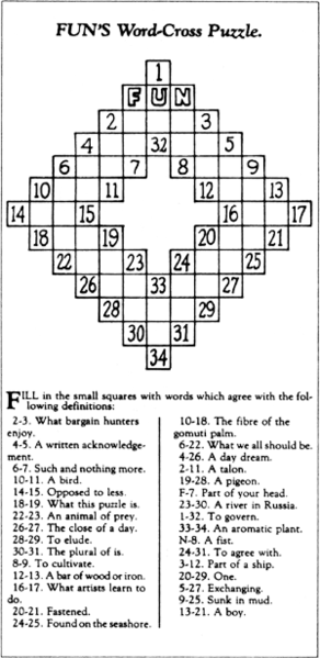 1913: What did the First Crossword Puzzle in History Look Like? 