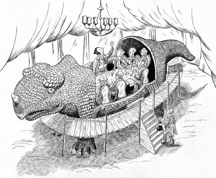 New Year’s Eve Dinner Served in a Dinosaur’s Bowels – 1853
