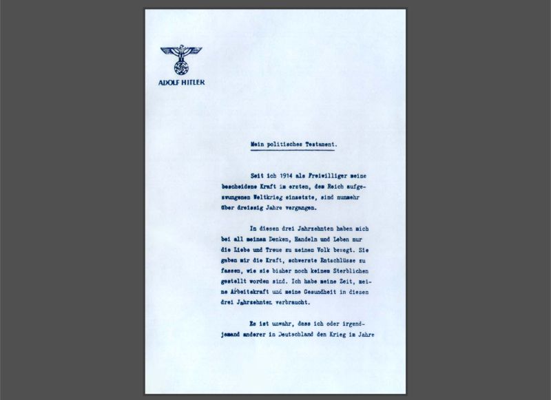 1945: Adolf Hitler’s Last Will and Testament