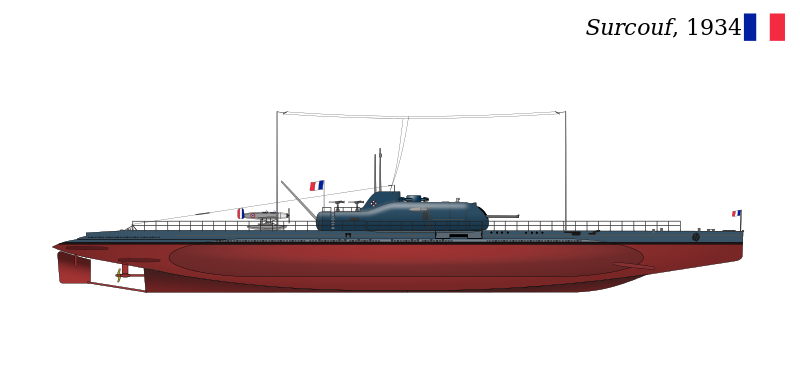 1934: French Submarine Aircraft Carrier Surcouf Commissioned